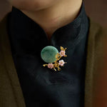 Broche disque jade prunier - Vignette | Brochiva