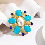 Broche turquoise perles royales - Vignette | Brochiva
