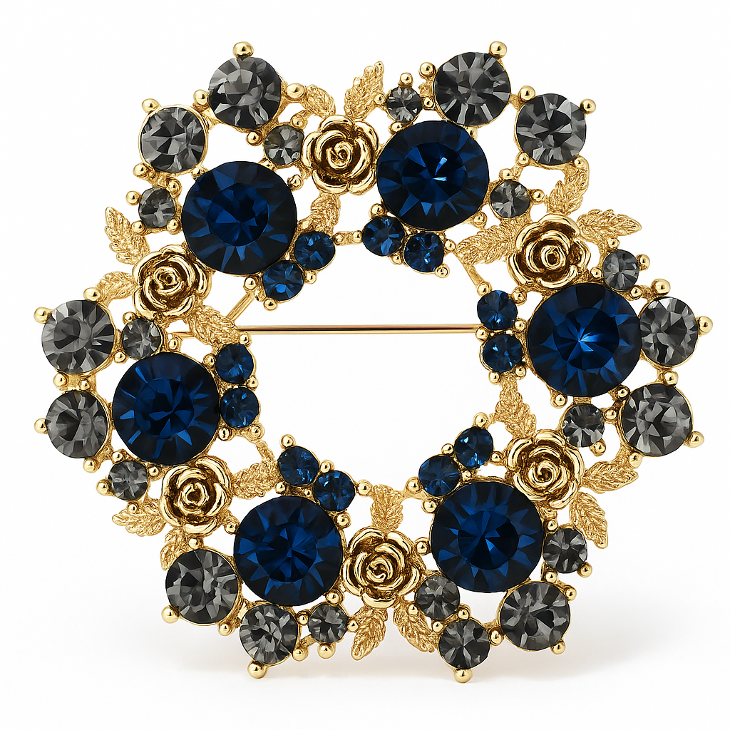 Broche Couronne Dorée - Décorée D'ambre - Accessoire Mode Fantaisie - Faberge Style