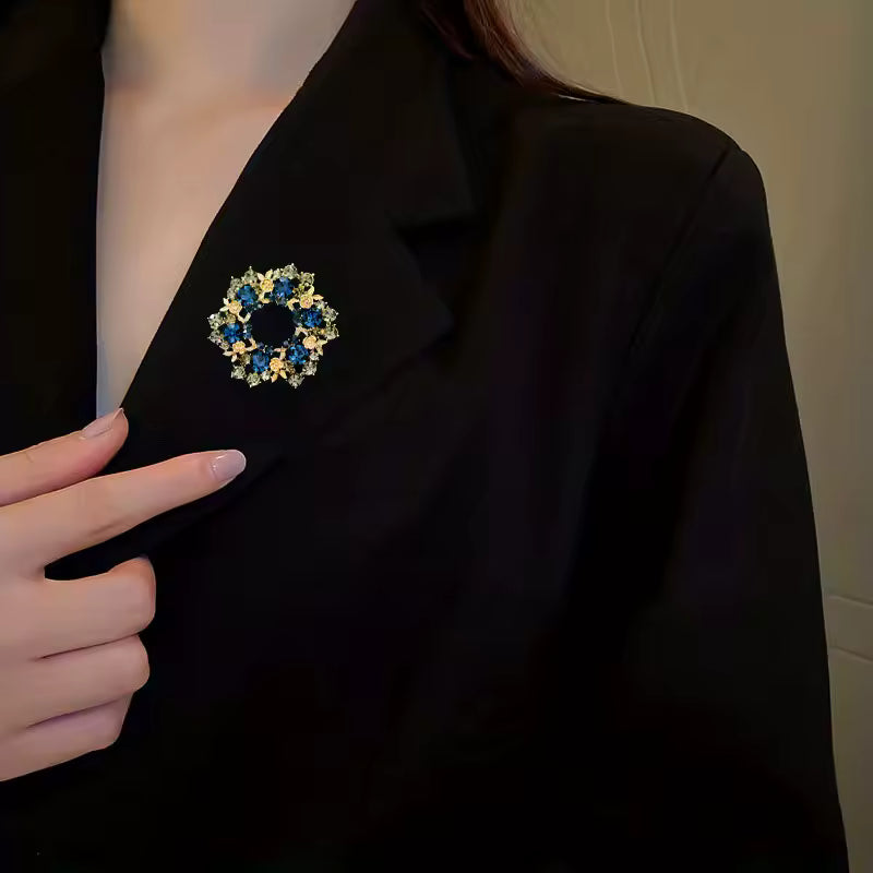 Broche Femme Dorée à L’ambre Véritable - Accessoire Mode Couronne - Fabergé Style