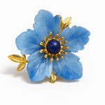 Broche fleur bleue dorée - Vignette | Brochiva