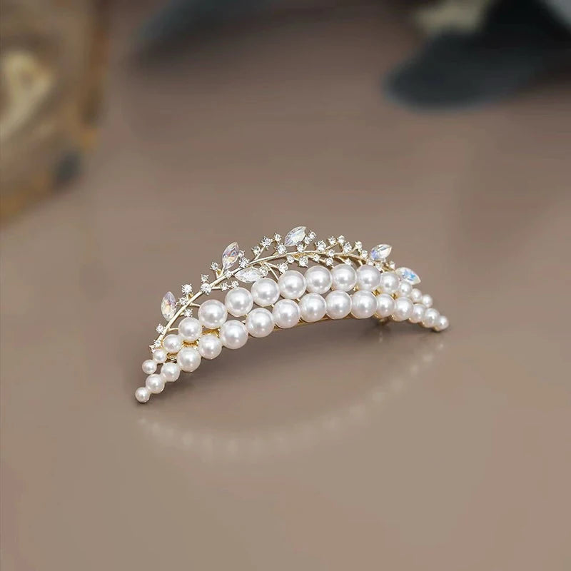 Broche cheveux Élégance Perlée blanc