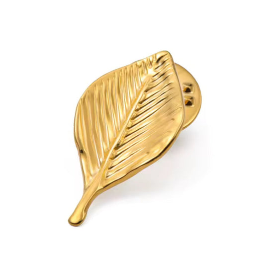 Broche feuille nervurée