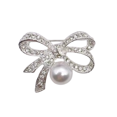 Broche nœud papillon argenté