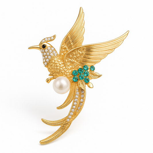 Broche phénix écarlate