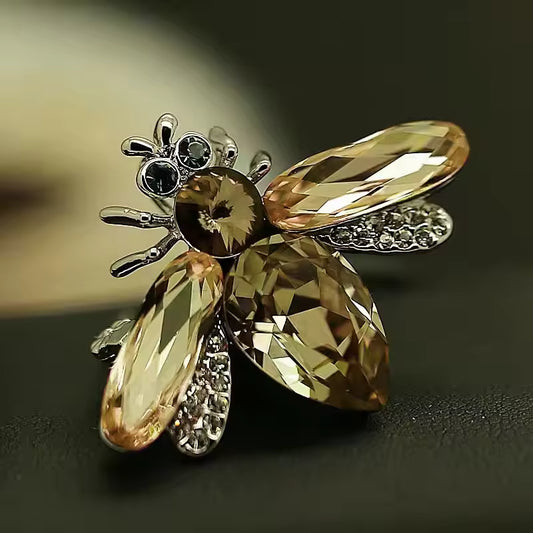 Broche abeille cristal champagne