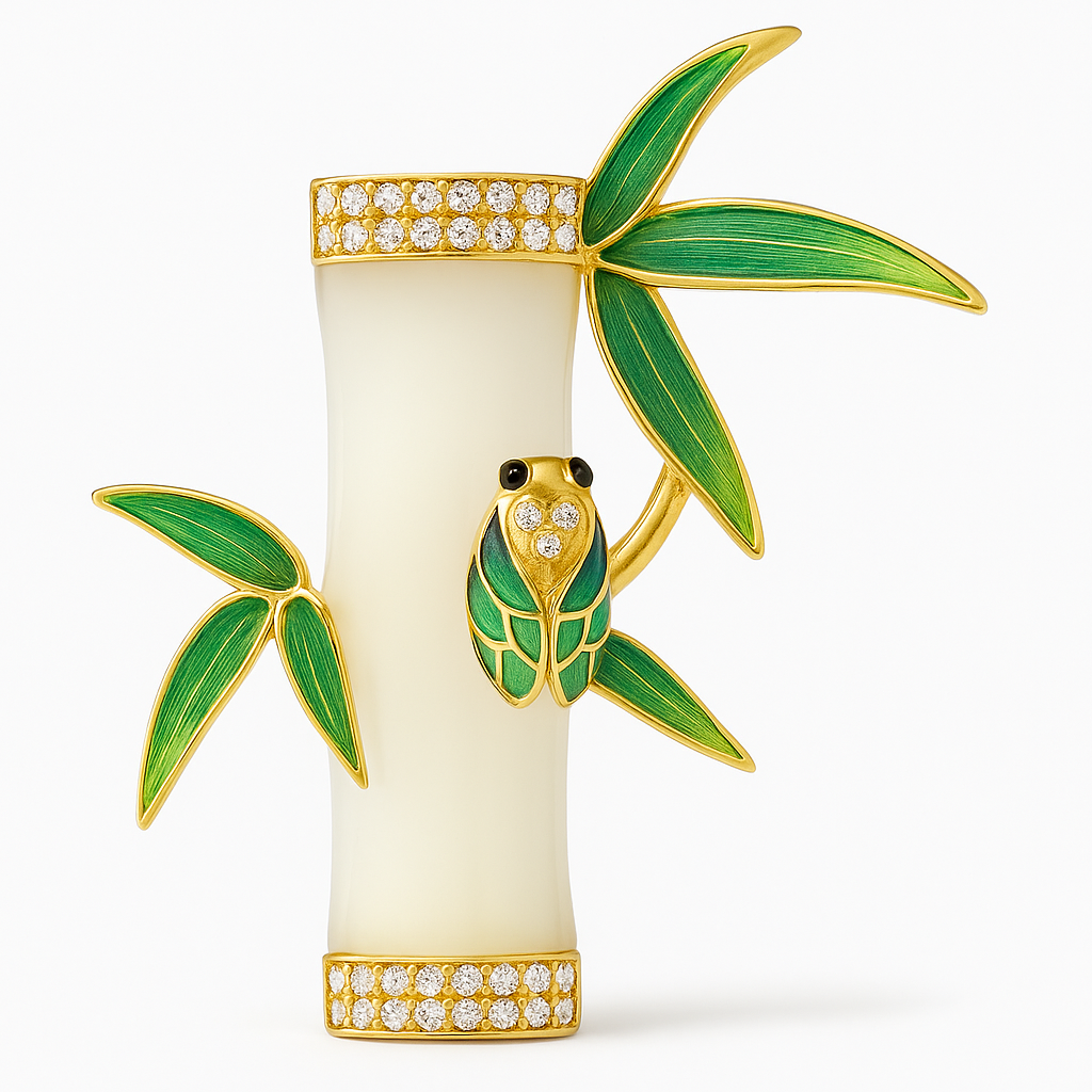 Broche bambou cigale
