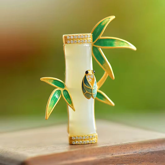 Broche bambou cigale photo