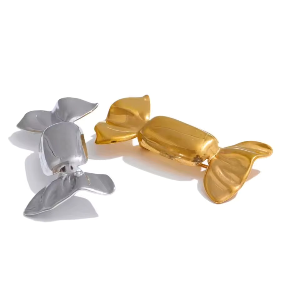 Broche bonbon or et argent