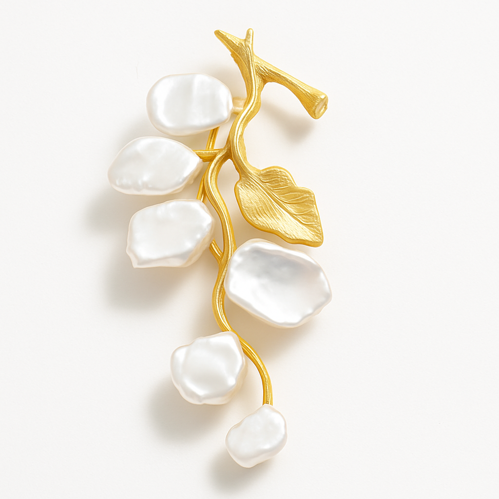 Broche branche perlée