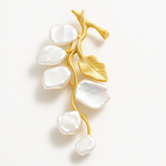 Broche branche perlée