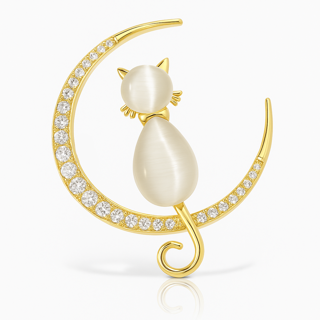 Broche chat luné