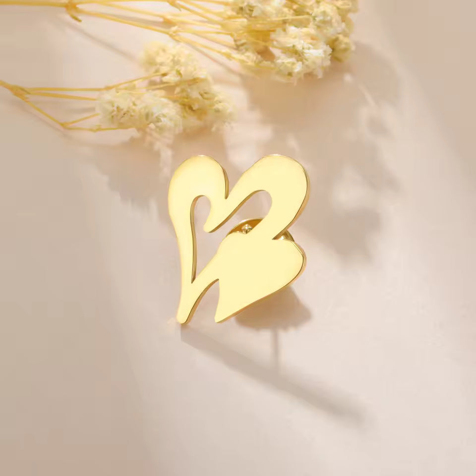 Broche cœur union doré