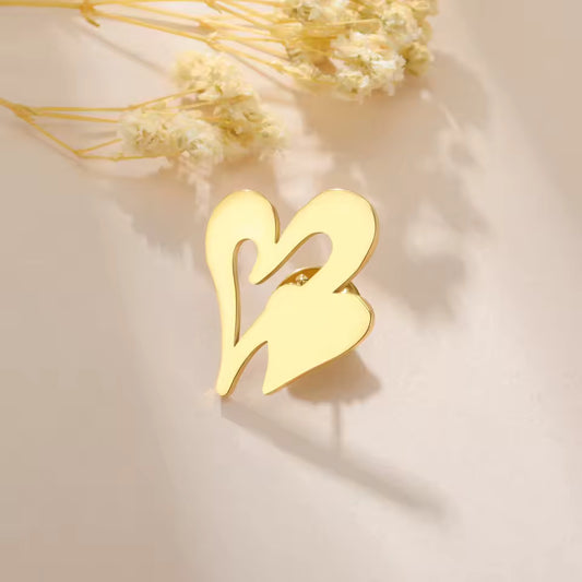 Broche cœur union doré