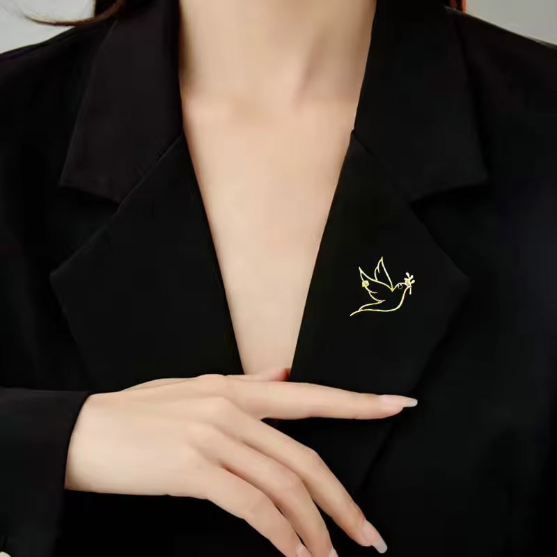 Broche colombe rameau porté