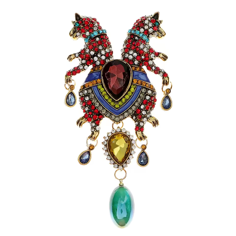 Broche léopards jumeaux