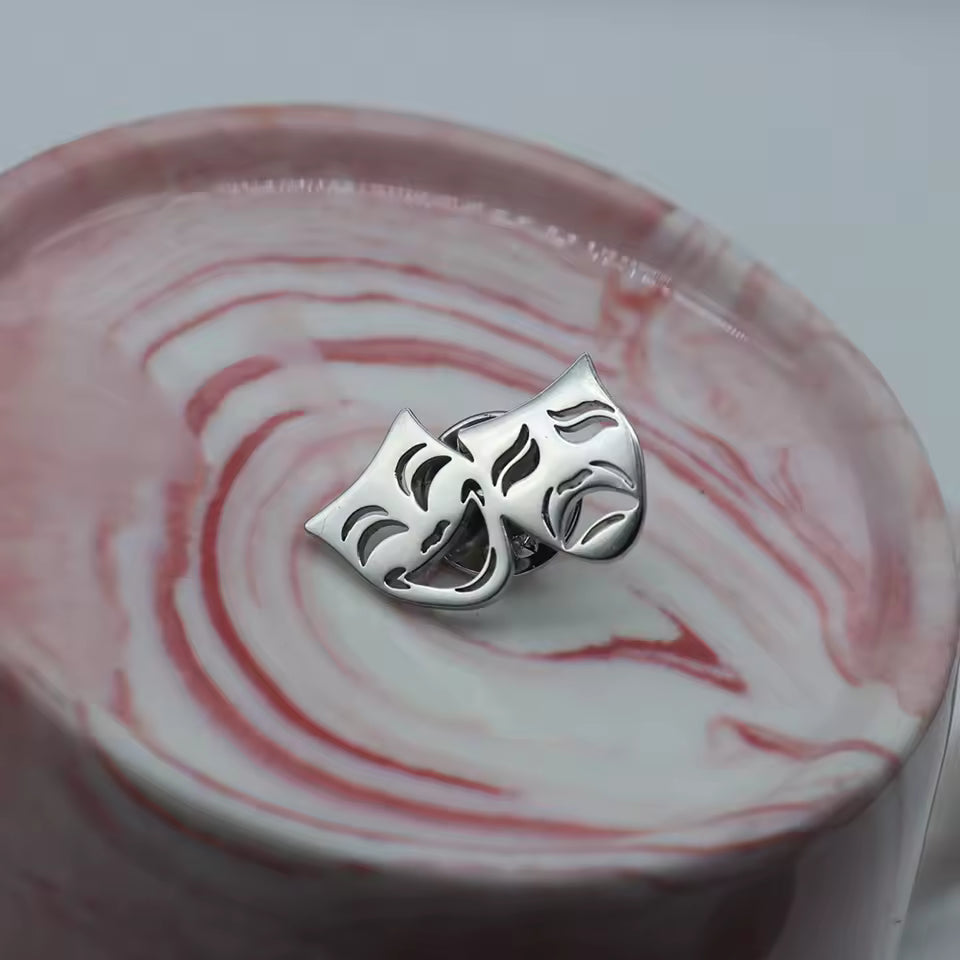Broche double face argenté
