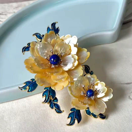 Broche double fleur photo