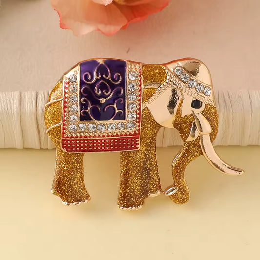 Broche éléphant d'Asie doré