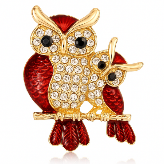 Broche hiboux strass