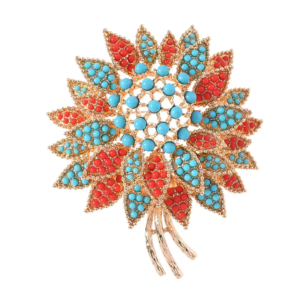Broche fleur corail