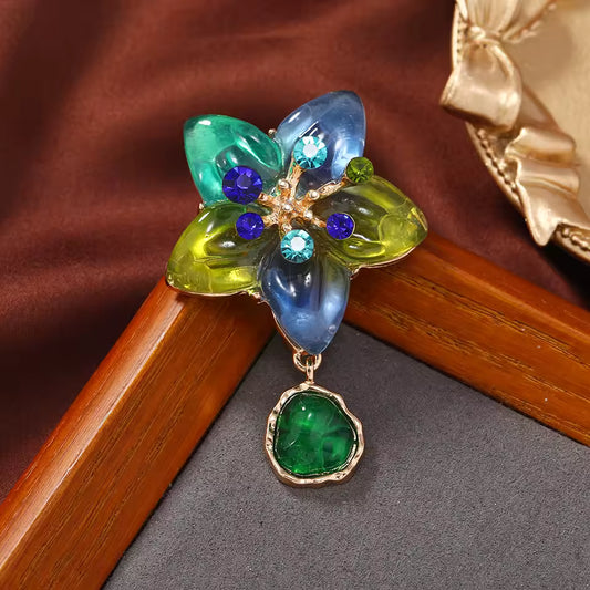 Broche fleur cristal photo