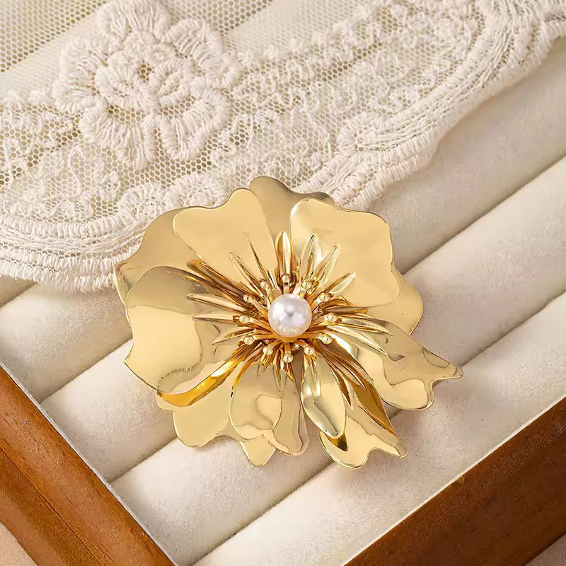 Broche fleur métallique photo