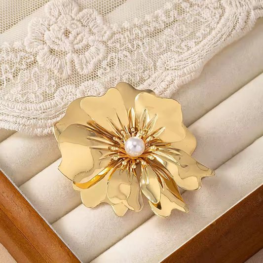 Broche fleur métallique photo