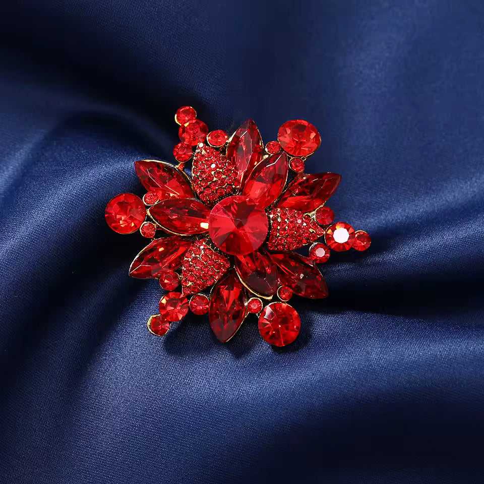 Broche flocon céleste rouge