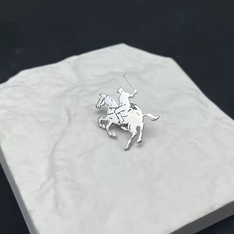 Broche golfe a cheval argenté