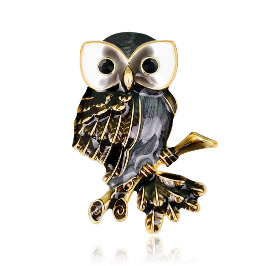 Broche hibou curieux