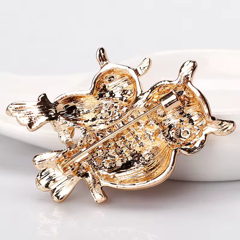 Broche hiboux strass de dos