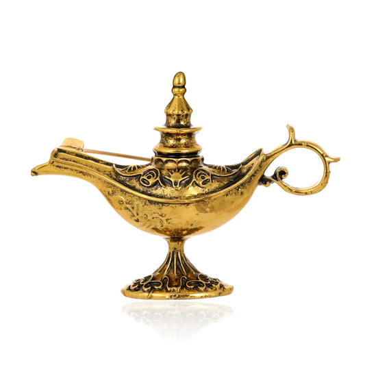 Broche lampe génie doré