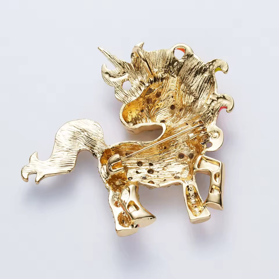 Broche licorne flamboyante de dos