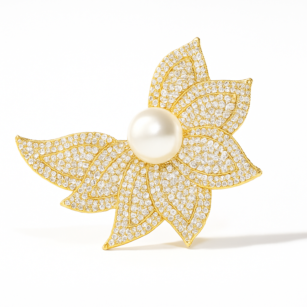 Broche lotus perlé