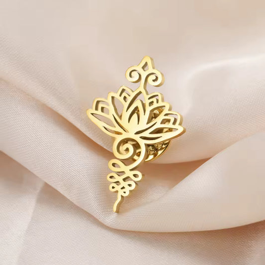 Broche lotus sacré doré