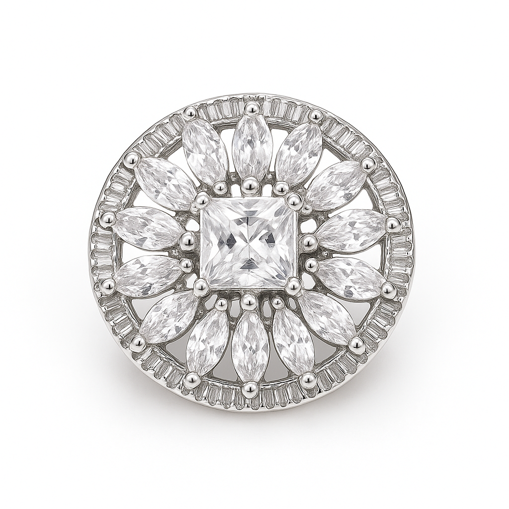 Broche magnétique fleur cristal