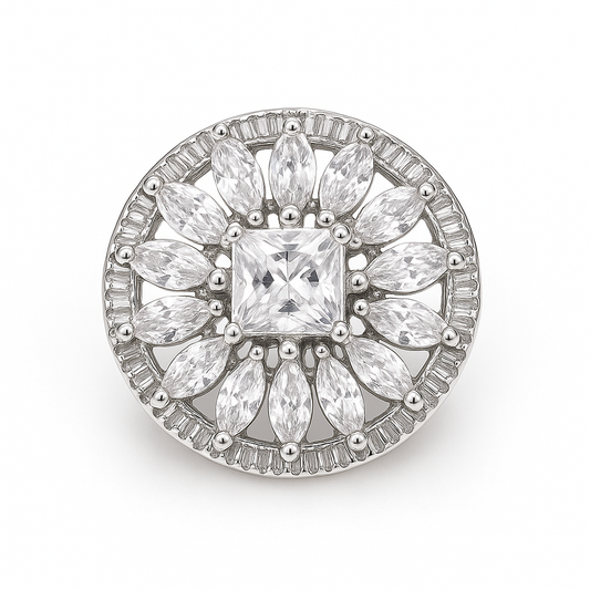 Broche magnétique fleur cristal