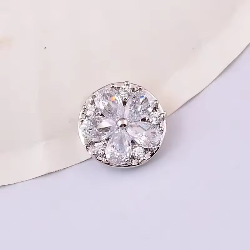 Broche magnétique fleur cristal style 2
