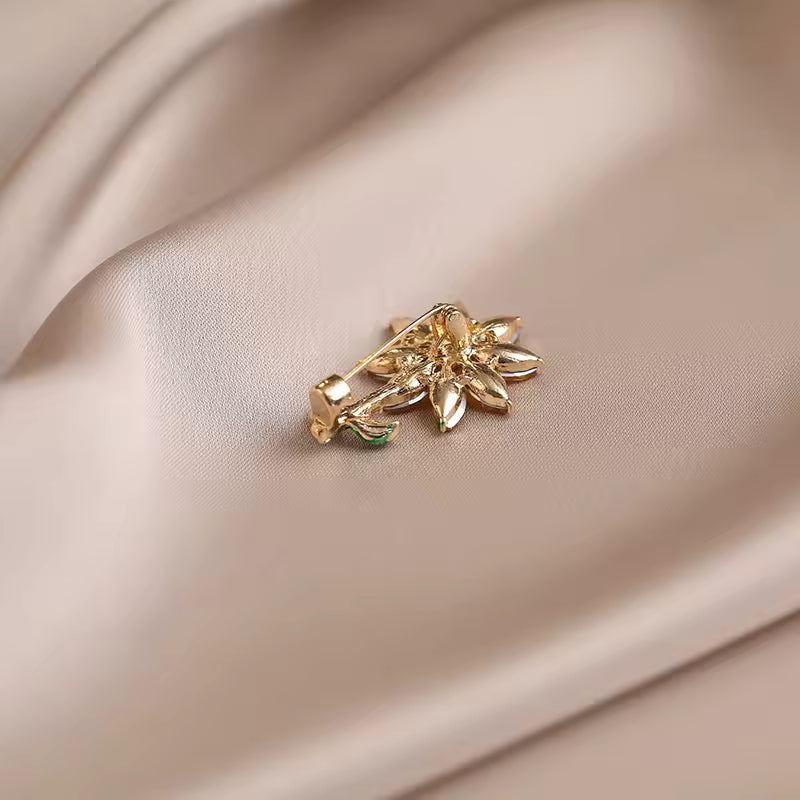 Broche marguerite strass de dos