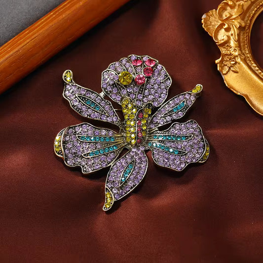 Broche orchidée éclat mixte