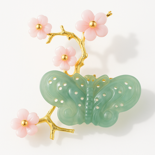 Broche papillon prunier