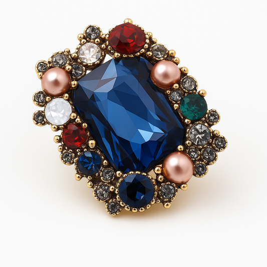 Broche pierre bleue royale
