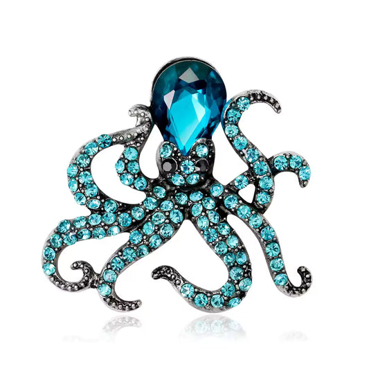 Broche pieuvre scintillante
