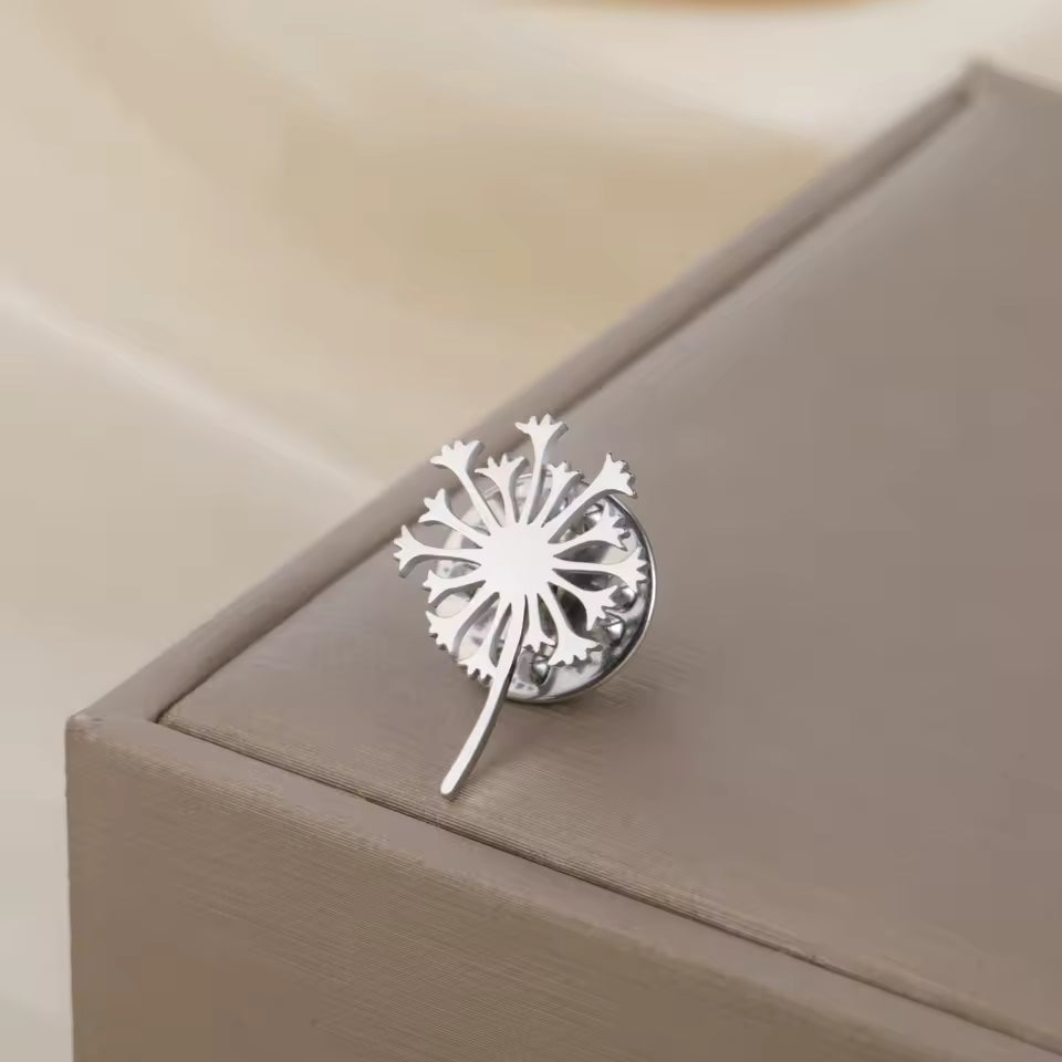 Broche pissenlit argenté