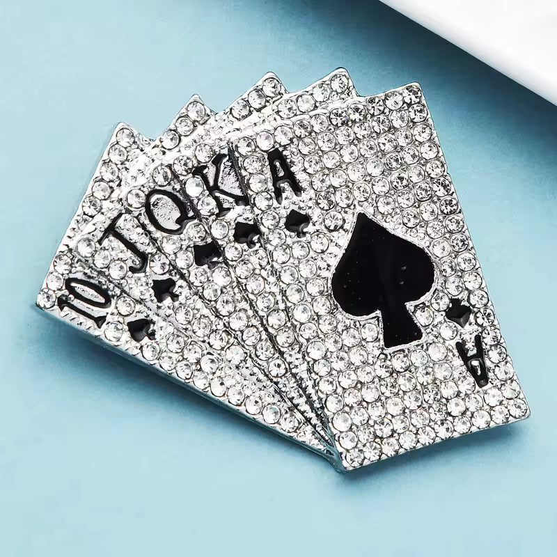 Broche poker argenté