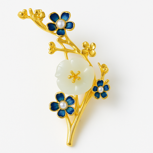 Broche prunier émaillée