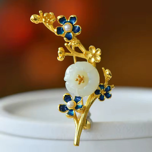 Broche prunier émaillée photo