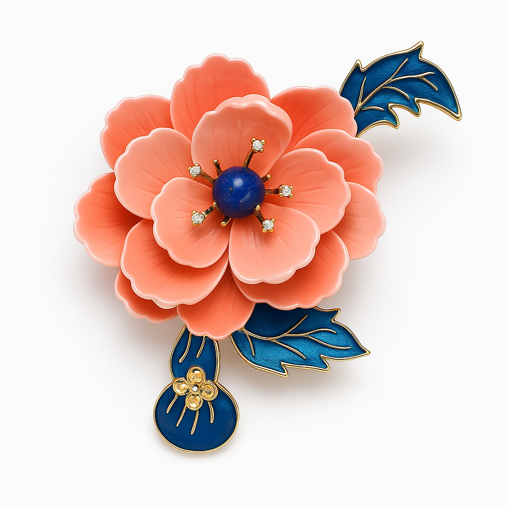 Broche rose corail