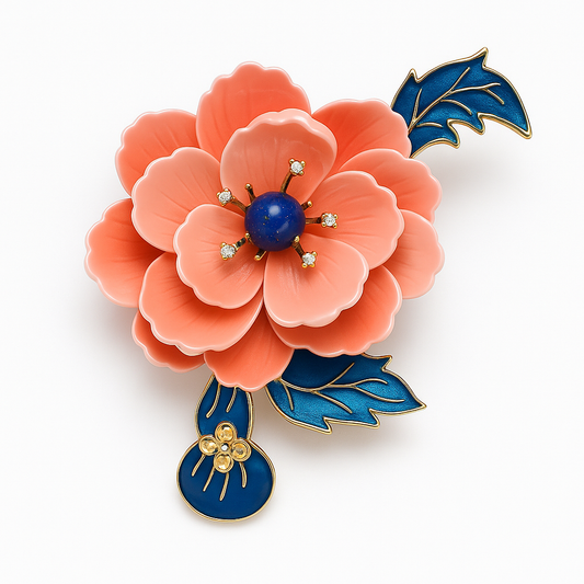 Broche rose corail